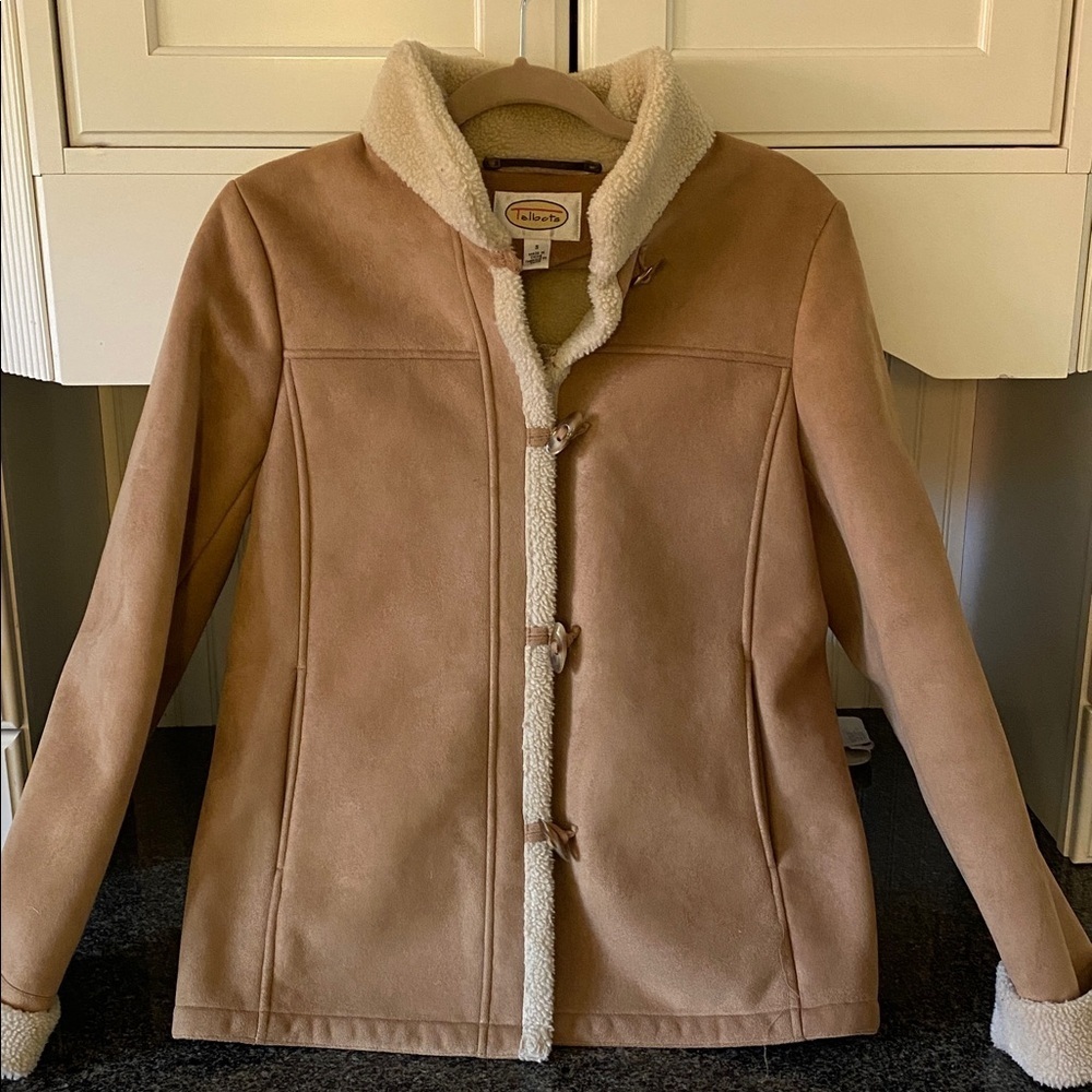Talbots Tan  and Cream Sherpa Shearling Jacket - Picture 2 of 6